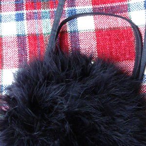 Vintage La Regale Black Ostrich Feather Frame Kiss Lock Shoulder Bag